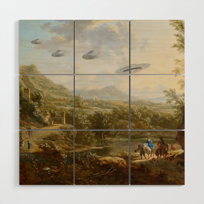 They were here all along / UFO in countryside Wood Wall Art Gallery Image 1