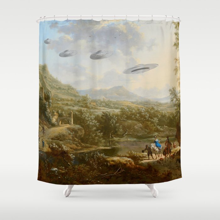 They were here all along / UFO in countryside Shower Curtain Gallery Image 1