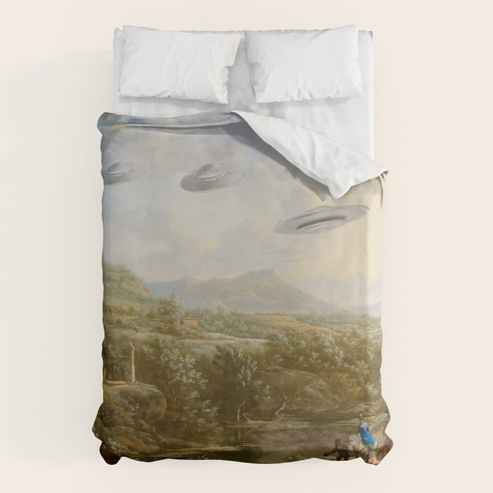 They were here all along / UFO in countryside Duvet Cover Gallery Image 6