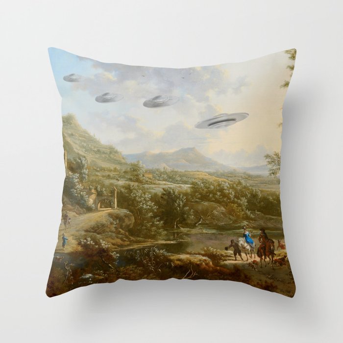 They were here all along / UFO in countryside Throw Pillow Gallery Image 6