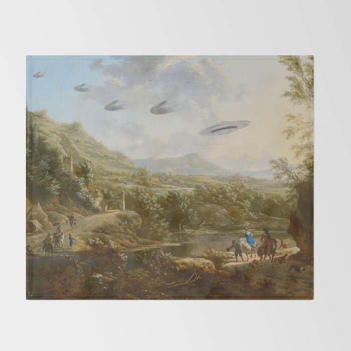 They were here all along / UFO in countryside Throw Blanket Gallery Image 2