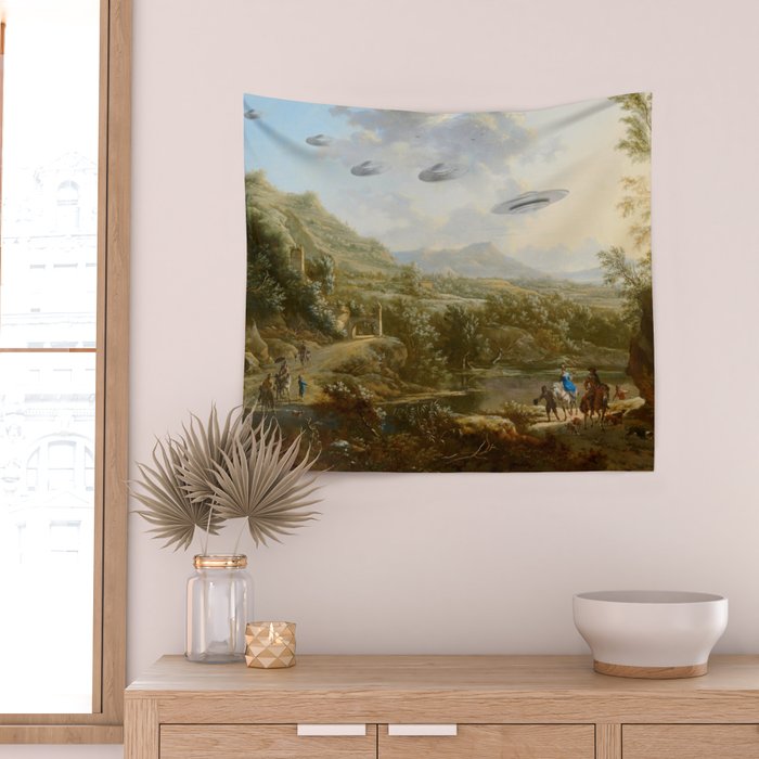 They were here all along / UFO in countryside Wall Tapestry Gallery Image 2