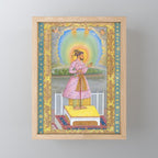 Shah Jahan on a Terrace, Holding a Pendant Set With HisAntique Indian Miniature Painted Illustration Mini Art Print Gallery Image 1
