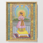 Shah Jahan on a Terrace, Holding a Pendant Set With HisAntique Indian Miniature Painted Illustration Serving Tray Gallery Image 1