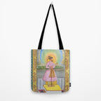 Shah Jahan on a Terrace, Holding a Pendant Set With HisAntique Indian Miniature Painted Illustration Tote Bag Gallery Image 2