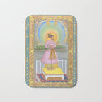 Shah Jahan on a Terrace, Holding a Pendant Set With HisAntique Indian Miniature Painted Illustration Bath Mat Gallery Image 1