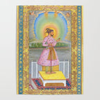 Shah Jahan on a Terrace, Holding a Pendant Set With HisAntique Indian Miniature Painted Illustration Poster Gallery Image 4