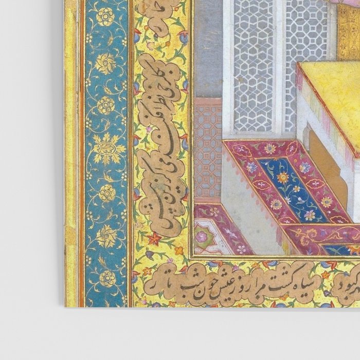 Shah Jahan on a Terrace, Holding a Pendant Set With HisAntique Indian Miniature Painted Illustration Poster Gallery Image 3