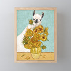 Naughty Llama and The Sunflowers Mini Art Print Gallery Image 1