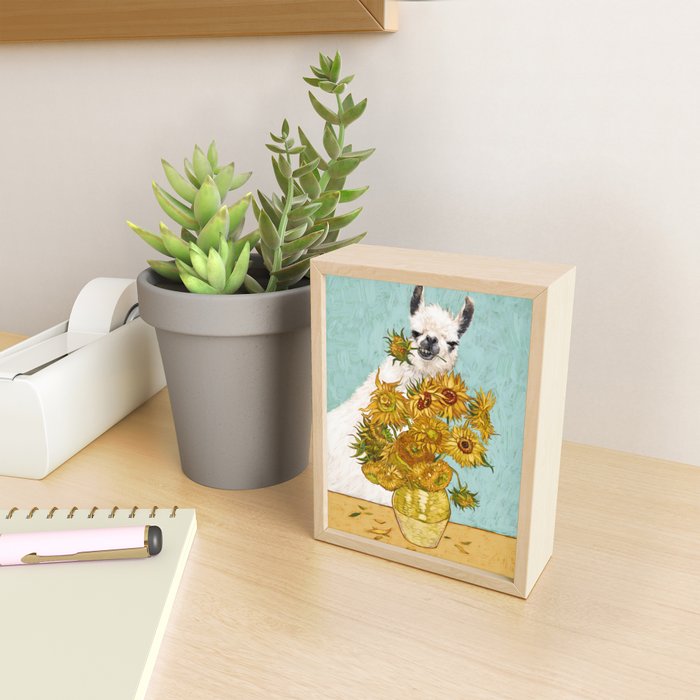 Naughty Llama and The Sunflowers Mini Art Print Gallery Image 2