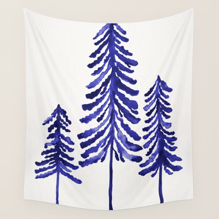 Pine Trees - Navy Wall Tapestry Gallery Image 1