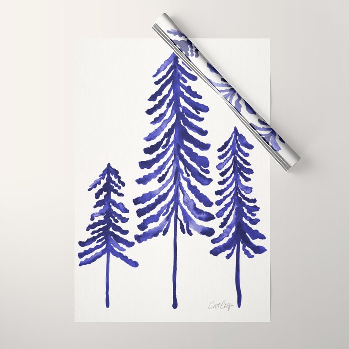Pine Trees - Navy Wrapping Paper Gallery Image 1