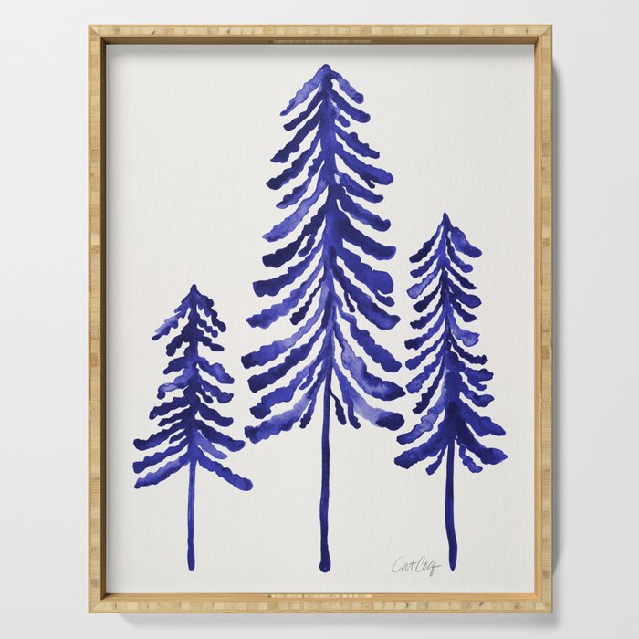 Pine Trees - Navy Serving Tray Gallery Image 1
