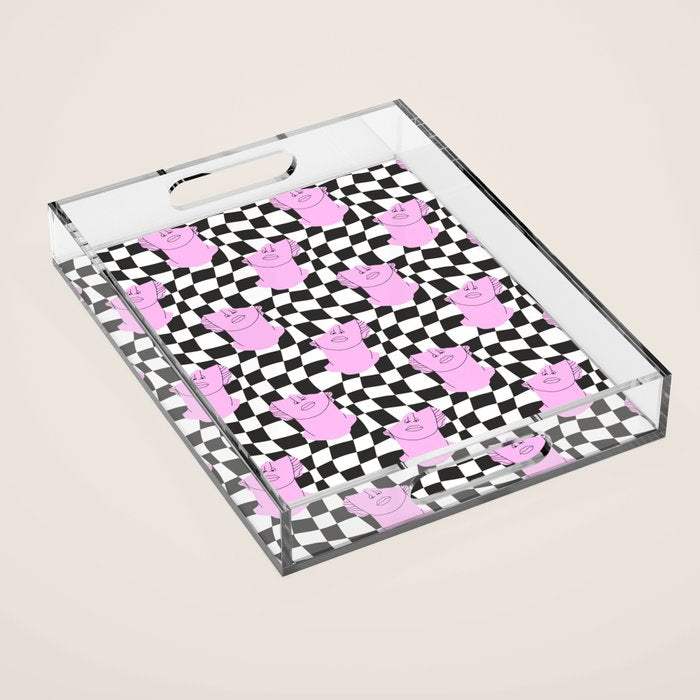 Retro greek statue vaporwave art pattern Acrylic Tray Gallery Image 1