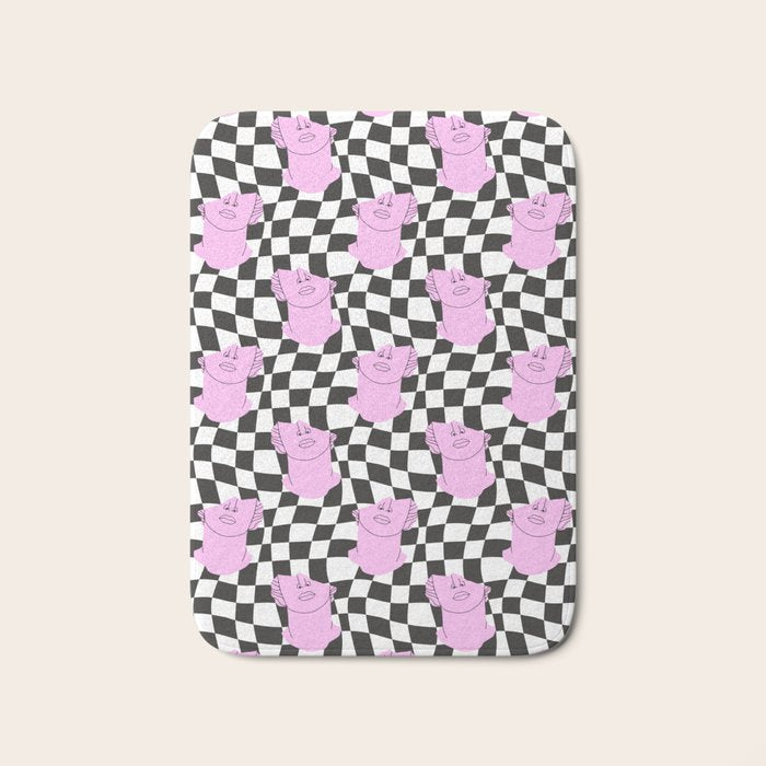 Retro greek statue vaporwave art pattern Bath Mat Gallery Image 1