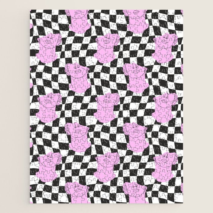 Retro greek statue vaporwave art pattern Jigsaw Puzzle Gallery Image 1