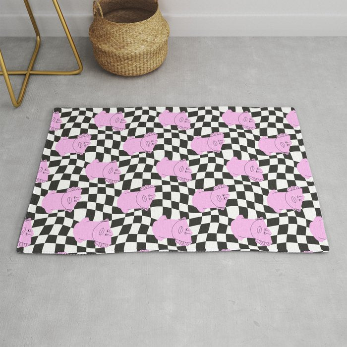 Retro greek statue vaporwave art pattern Rug Gallery Image 1
