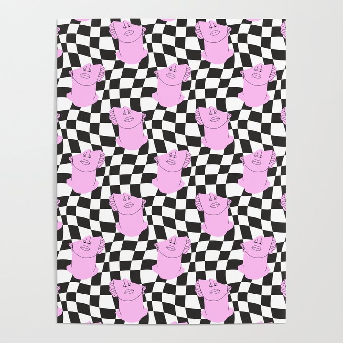 Retro greek statue vaporwave art pattern Poster Gallery Image 1