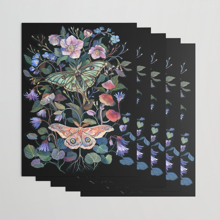 Moon Moth Mushroom Wrapping Paper Gallery Image 3