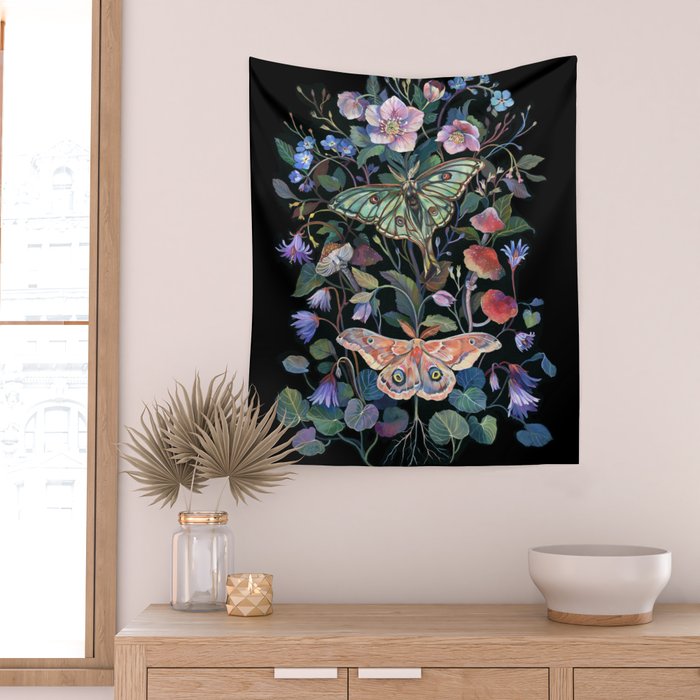 Moon Moth Mushroom Wall Tapestry Gallery Image 2