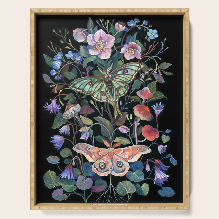 Moon Moth Mushroom Serving Tray Gallery Image 1