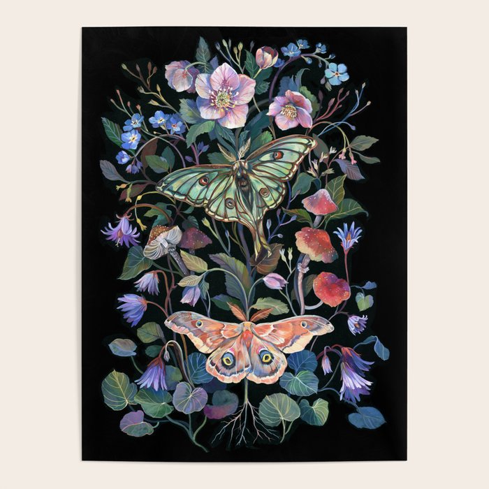 Moon Moth Mushroom Poster Gallery Image 4