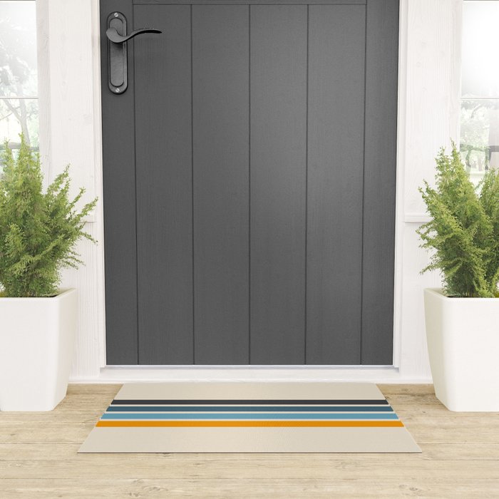 Vintage Retro Stripes Welcome Mat Gallery Image 3