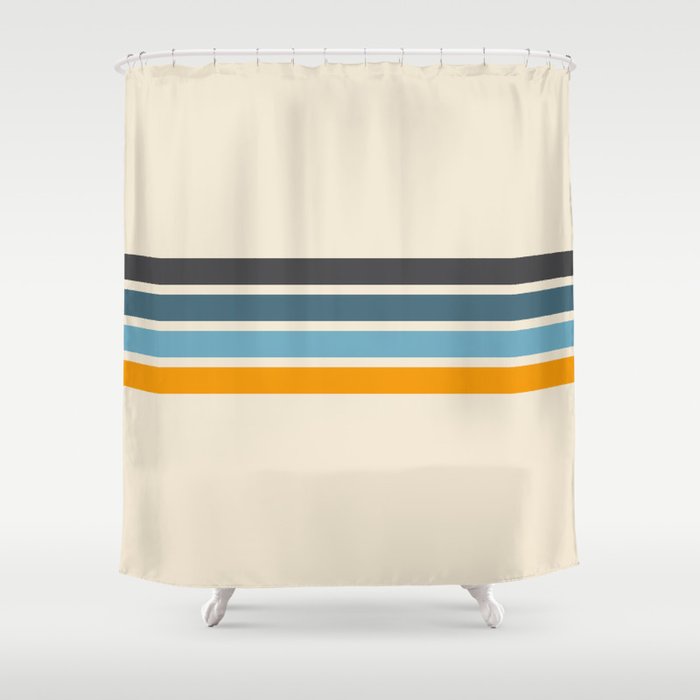 Vintage Retro Stripes Shower Curtain Gallery Image 1