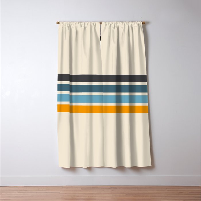 Vintage Retro Stripes Window Curtain Gallery Image 3