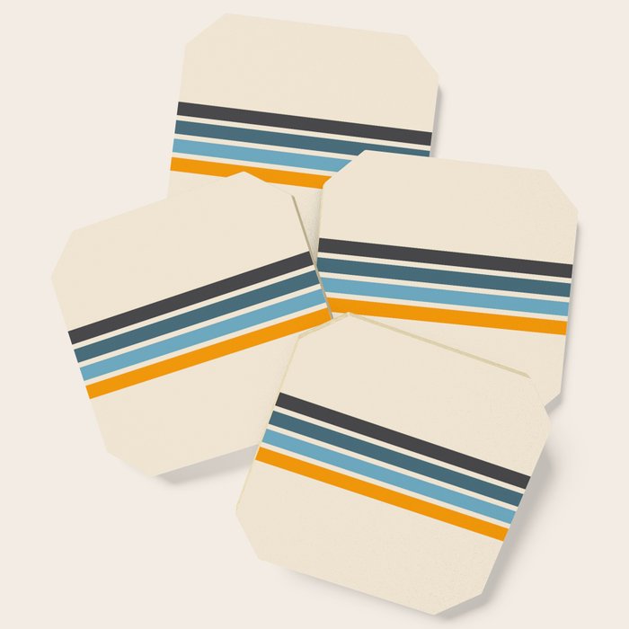 Vintage Retro Stripes Coaster Gallery Image 1