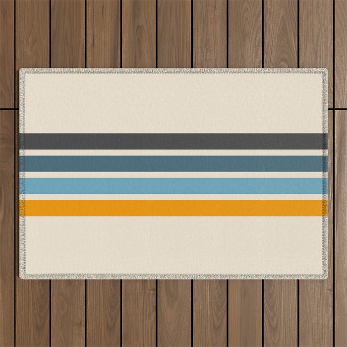 Vintage Retro Stripes Outdoor Rug Gallery Image 1