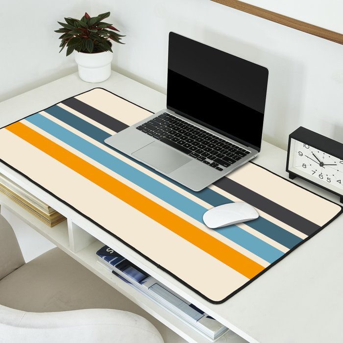 Vintage Retro Stripes Desk Mat Gallery Image 2