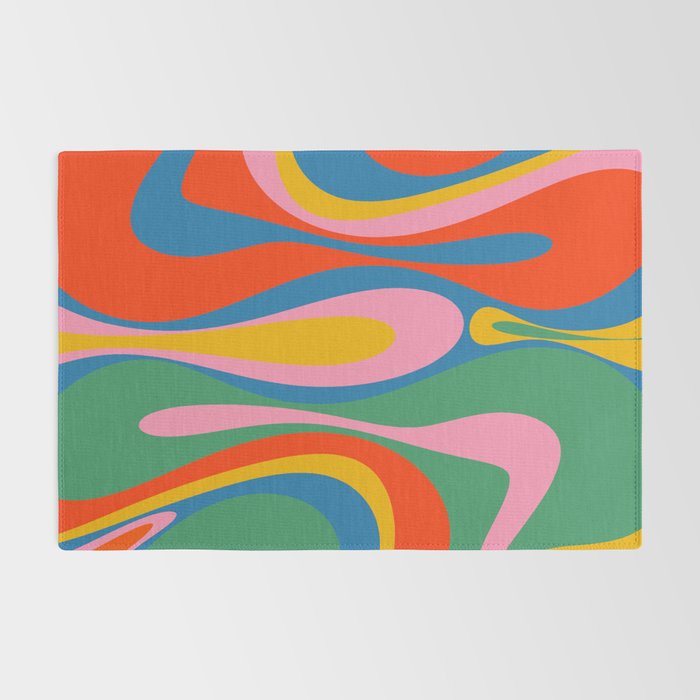 Mod Thang Colorful Retro Modern Abstract Pattern in Rainbow Pop Colors Rug Gallery Image 2