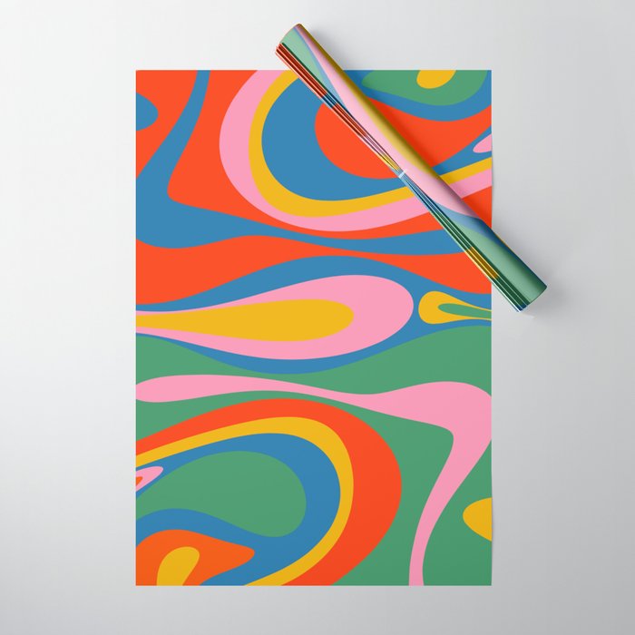 Mod Thang Colorful Retro Modern Abstract Pattern in Rainbow Pop Colors Wrapping Paper Gallery Image 1