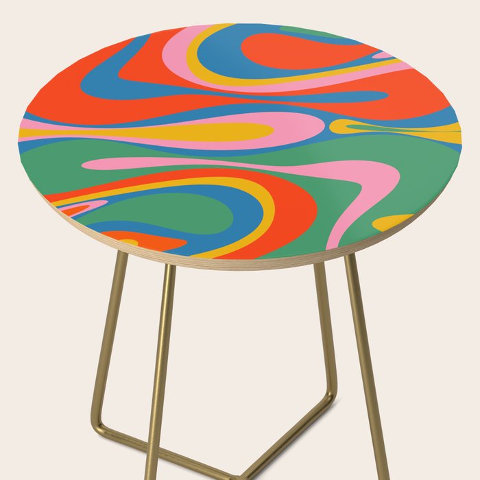 Mod Thang Colorful Retro Modern Abstract Pattern in Rainbow Pop Colors Side Table Gallery Image 2