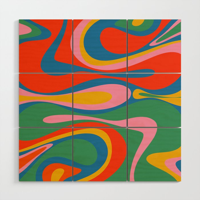 Mod Thang Colorful Retro Modern Abstract Pattern in Rainbow Pop Colors Wood Wall Art Gallery Image 1