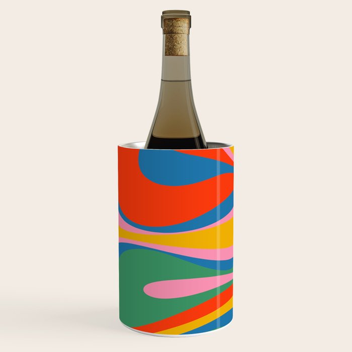 Mod Thang Colorful Retro Modern Abstract Pattern in Rainbow Pop Colors Wine Chiller Gallery Image 2