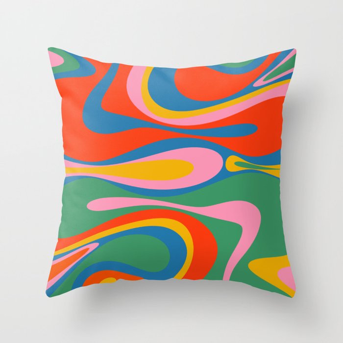 Mod Thang Colorful Retro Modern Abstract Pattern in Rainbow Pop Colors Throw Pillow Gallery Image 6