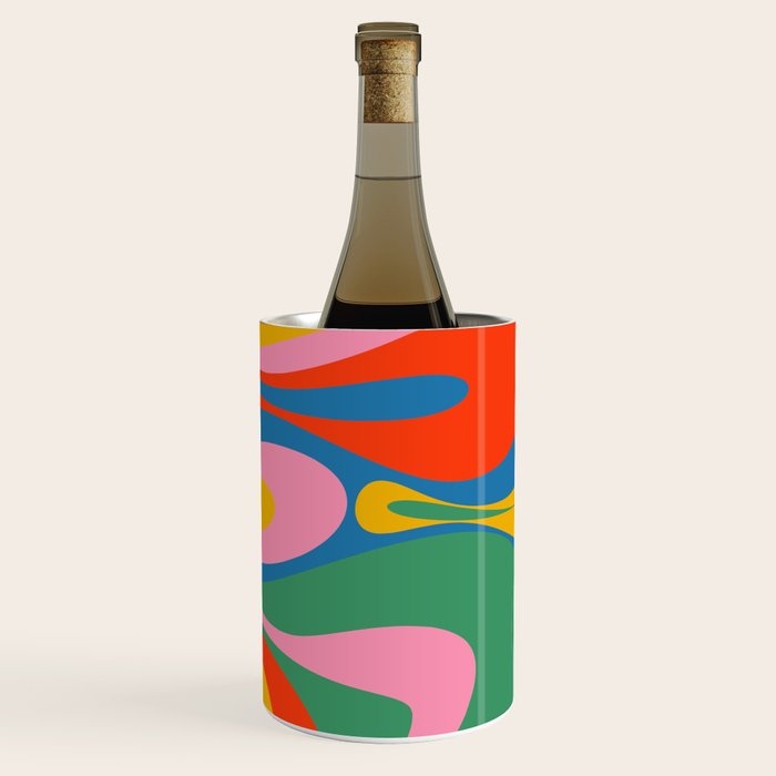 Mod Thang Colorful Retro Modern Abstract Pattern in Rainbow Pop Colors Wine Chiller Gallery Image 3