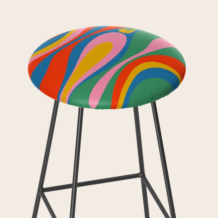 Mod Thang Colorful Retro Modern Abstract Pattern in Rainbow Pop Colors Stool Gallery Image 2