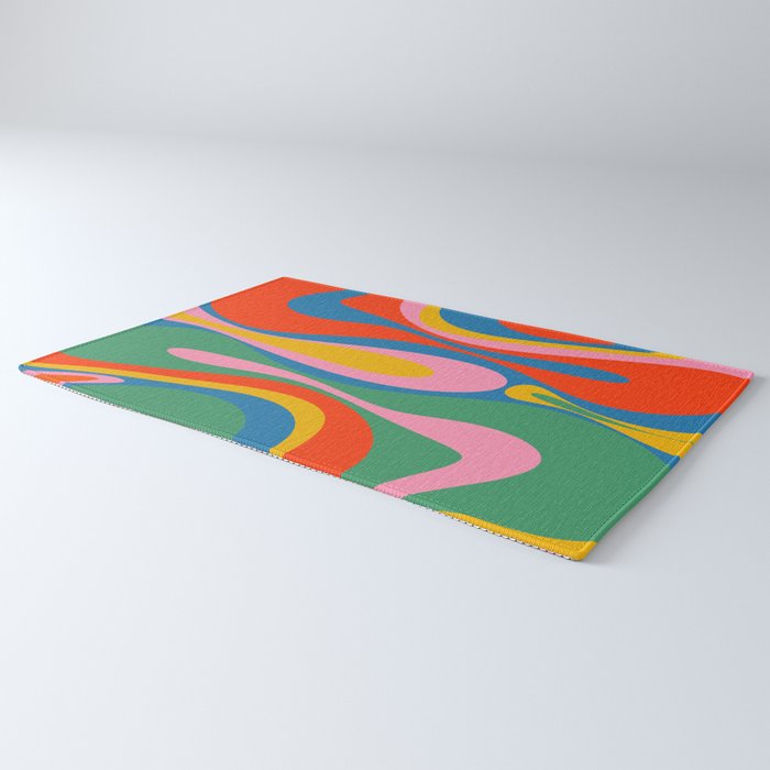 Mod Thang Colorful Retro Modern Abstract Pattern in Rainbow Pop Colors Rug Gallery Image 3