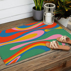 Mod Thang Colorful Retro Modern Abstract Pattern in Rainbow Pop Colors Outdoor Rug Gallery Image 2