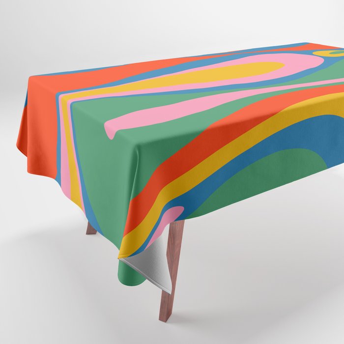 Mod Thang Colorful Retro Modern Abstract Pattern in Rainbow Pop Colors Tablecloth Gallery Image 1