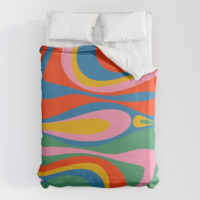 Mod Thang Colorful Retro Modern Abstract Pattern in Rainbow Pop Colors Duvet Cover Gallery Image 6
