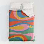 Mod Thang Colorful Retro Modern Abstract Pattern in Rainbow Pop Colors Duvet Cover Gallery Image 6
