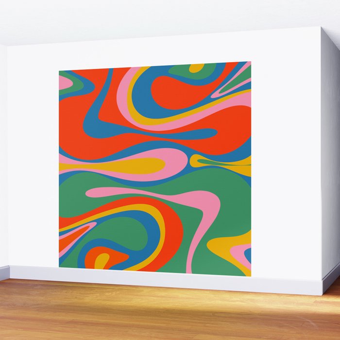 Mod Thang Colorful Retro Modern Abstract Pattern in Rainbow Pop Colors Wall Mural Gallery Image 2