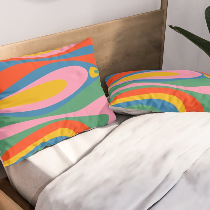 Mod Thang Colorful Retro Modern Abstract Pattern in Rainbow Pop Colors Pillow Sham Gallery Image 2