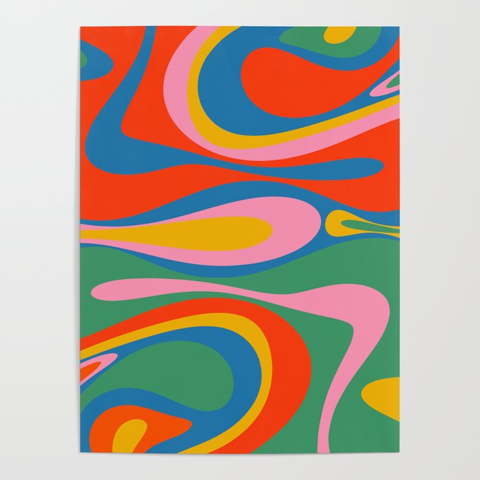 Mod Thang Colorful Retro Modern Abstract Pattern in Rainbow Pop Colors Poster Gallery Image 4