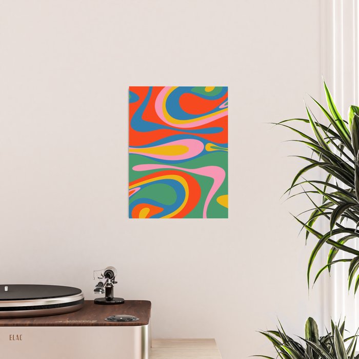 Mod Thang Colorful Retro Modern Abstract Pattern in Rainbow Pop Colors Poster Gallery Image 2