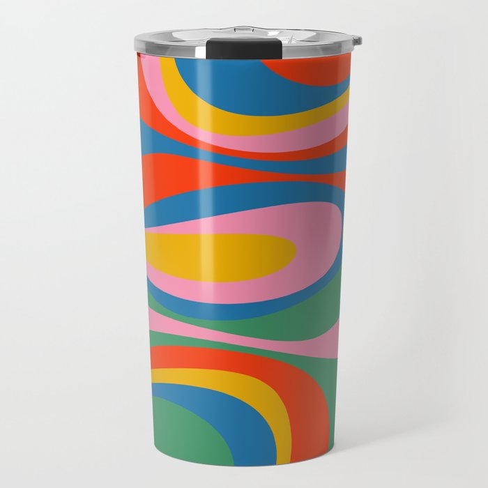 Mod Thang Colorful Retro Modern Abstract Pattern in Rainbow Pop Colors Travel Mug Gallery Image 1